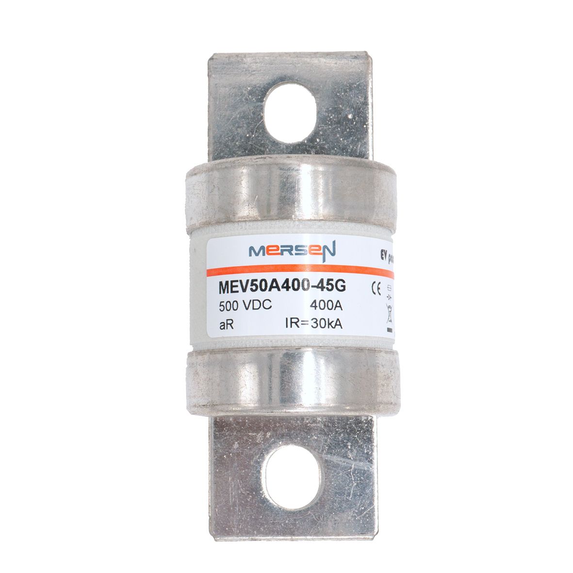 MEV50A400-45G - EVpack-fuse MEV50, 500 VDC Max., L/R ≤ 1ms 400 A, Round Body Fuse, Size 45G